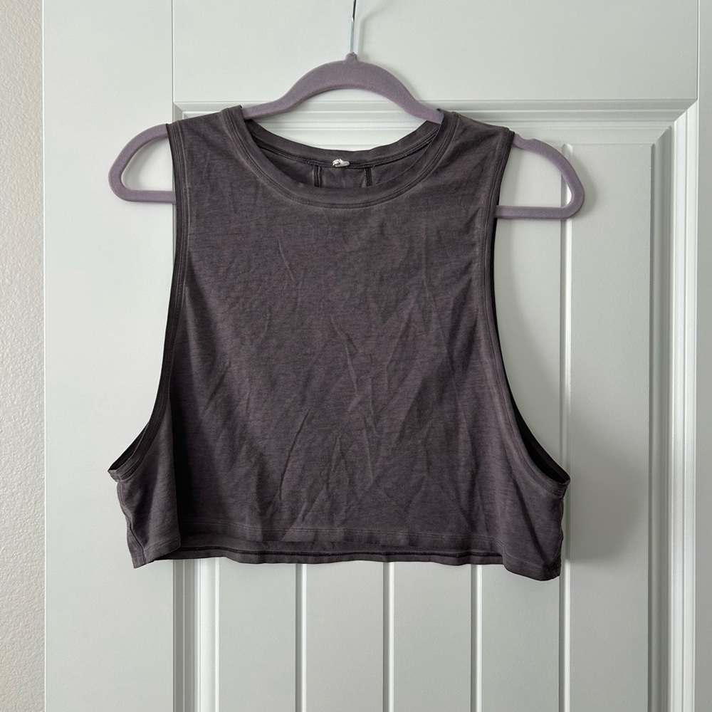 lululemon athletica Gray Tank Top with Crop Design and Cut Out Features